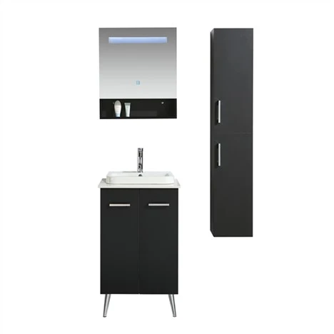 Schwarzer, lackfreier Badezimmerschrank