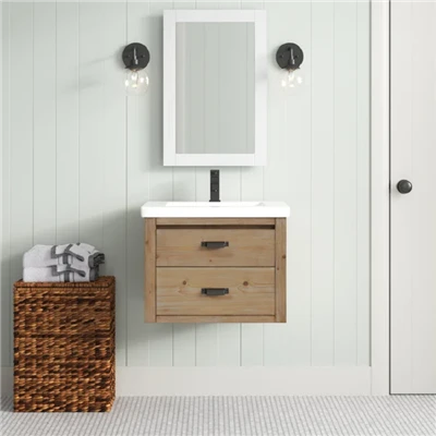 24'' wandmontierter Badezimmerwaschtisch mit Keramikwaschbecken