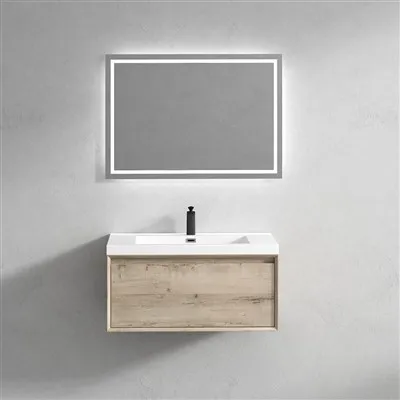 Badezimmerschrank aus Holz mit Einzelwaschbecken und Schublade