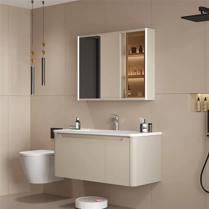 Brown Oak Wall Mounted Modern Bathroom Vanity